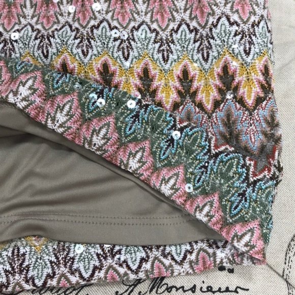 HUGO BOSS Multi-Color Chevron Sequin Mini Skirt - Picture 5 of 11